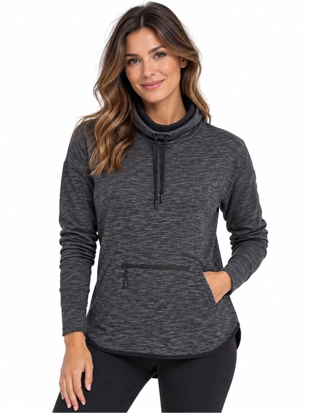 Champion Women’s Charcoal Heather Cowl Neck Pullover Sweatshirt